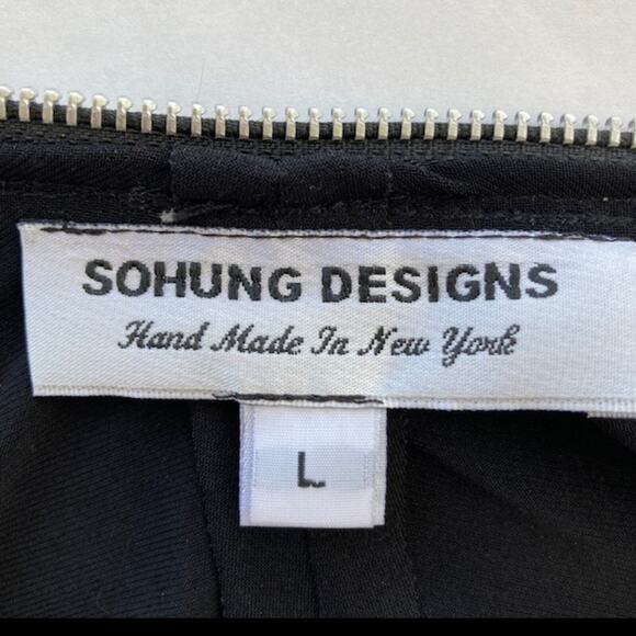 SOHUNG Designs NY NEW Black Exposed Zipper 3D Rose Artsy Designer Dress L Rare - Picture 4 of 9